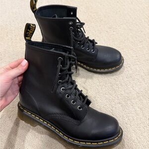 Dr. Martens Black Boots with Yellow Stitching